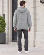 Men's Hooded Knit Cardigan — Light Gray — full back [WB gallery 162/3]