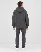 Men's Hooded Knit Cardigan — Dark Gray — full back [WB gallery 163/3]