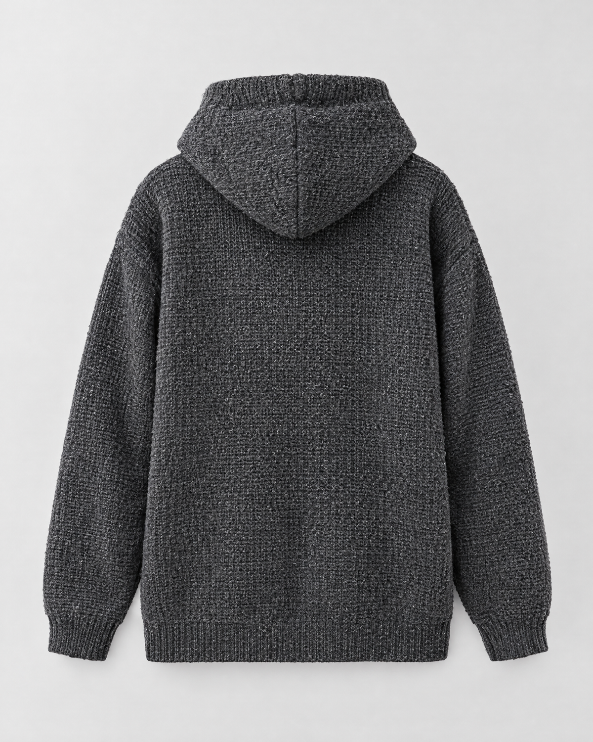 Men's Hooded Knit Cardigan — Dark Gray — product back [WB gallery 163/7]