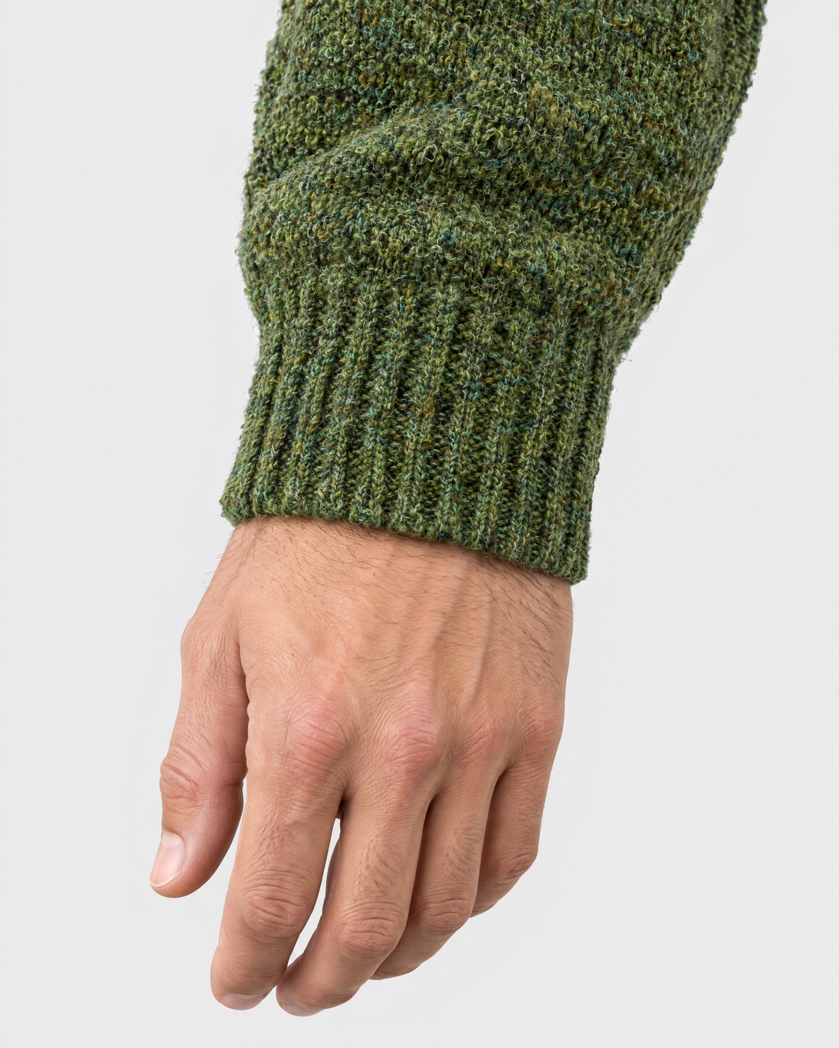 Men's Hooded Knit Cardigan — Green — cuff detail [WB gallery 164/5]