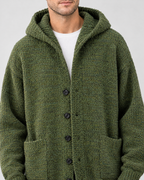 Men's Hooded Knit Cardigan — Green — collar detail [WB gallery 164/4]
