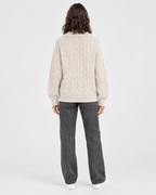 Women's Cable-Knit Quarter-Zip Sweater — Apricot — full back [WB gallery 166/3]