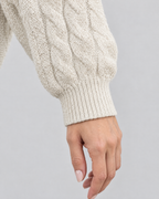 Women's Cable-Knit Quarter-Zip Sweater — Apricot — cuff detail [WB gallery 166/5]