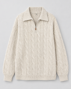 Women's Cable-Knit Quarter-Zip Sweater — Apricot — product front [WB gallery 166/6]