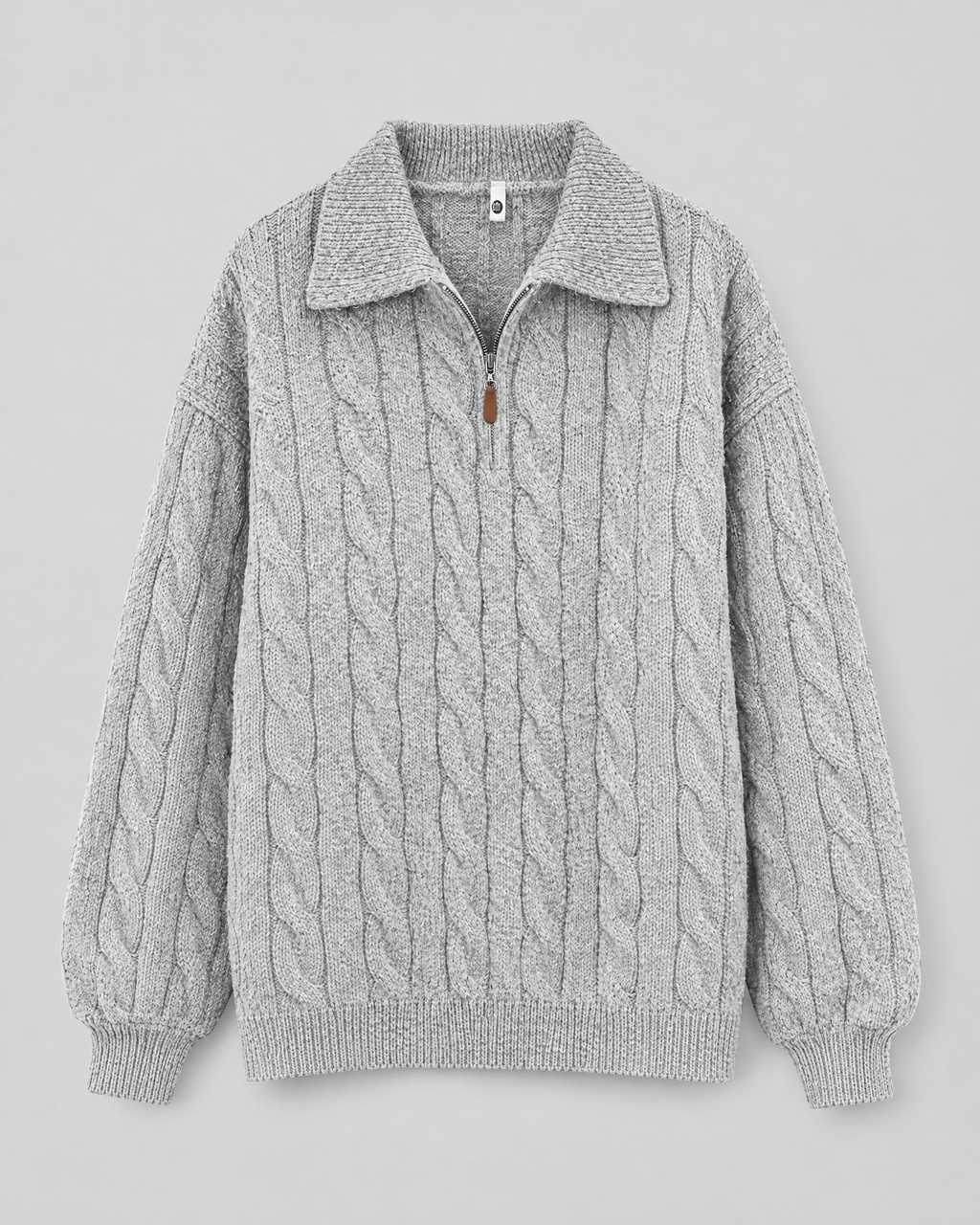 Women's Cable-Knit Quarter-Zip Sweater — Light gray — product front [WB gallery 167/6]