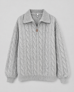 Women's Cable-Knit Quarter-Zip Sweater — Light gray — product front [WB gallery 167/6]