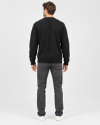 Men's Wool-Blend Button-Front Cardigan — Black — full back [WB gallery 169/3]