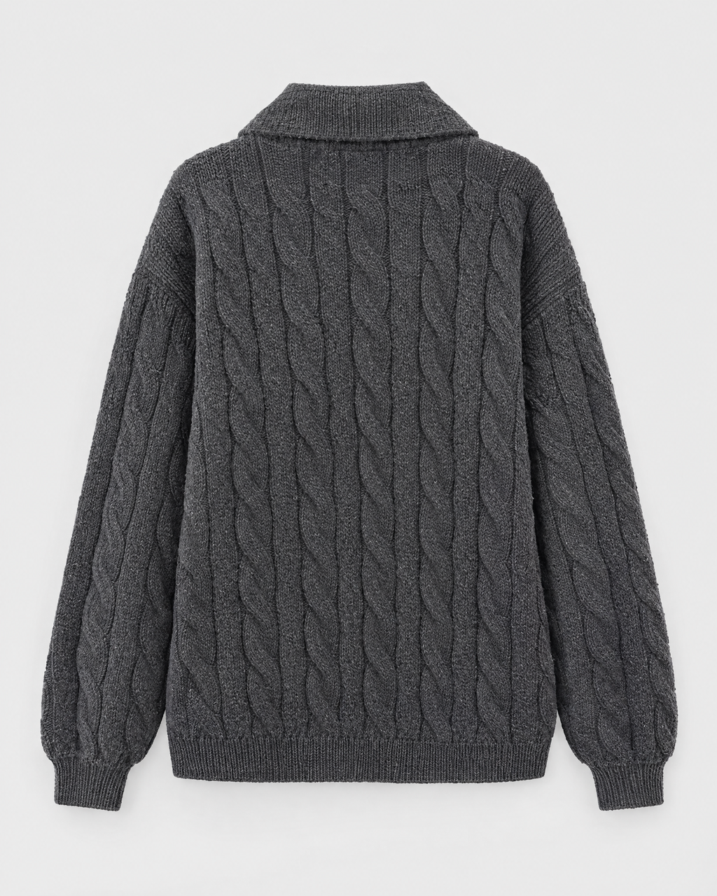 Women's Cable-Knit Quarter-Zip Sweater — Dark gray — product back [WB gallery 168/7]