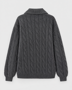 Women's Cable-Knit Quarter-Zip Sweater — Dark gray — product back [WB gallery 168/7]