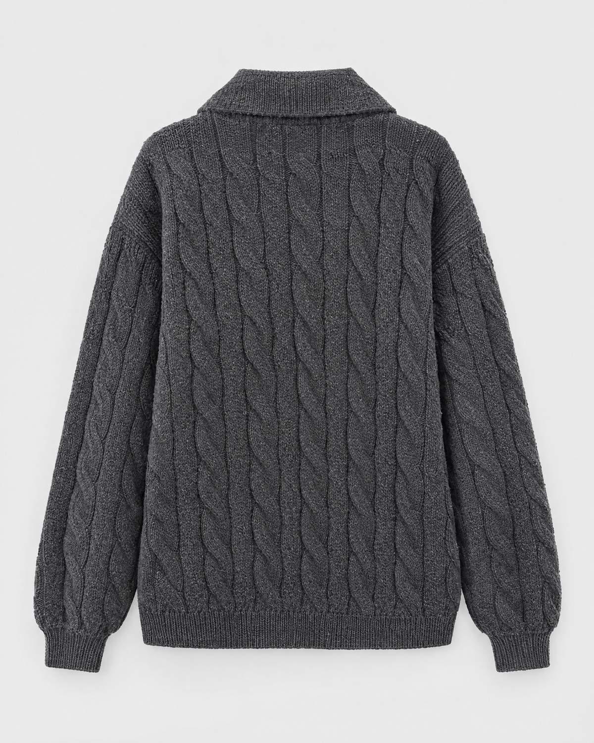 Women's Cable-Knit Quarter-Zip Sweater — Dark gray — product back [WB gallery 168/7]