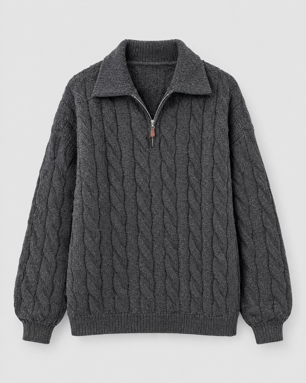 Women's Cable-Knit Quarter-Zip Sweater — Dark gray — product front [WB gallery 168/6]