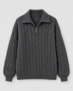 Women's Cable-Knit Quarter-Zip Sweater — Dark gray — product front [WB gallery 168/6]