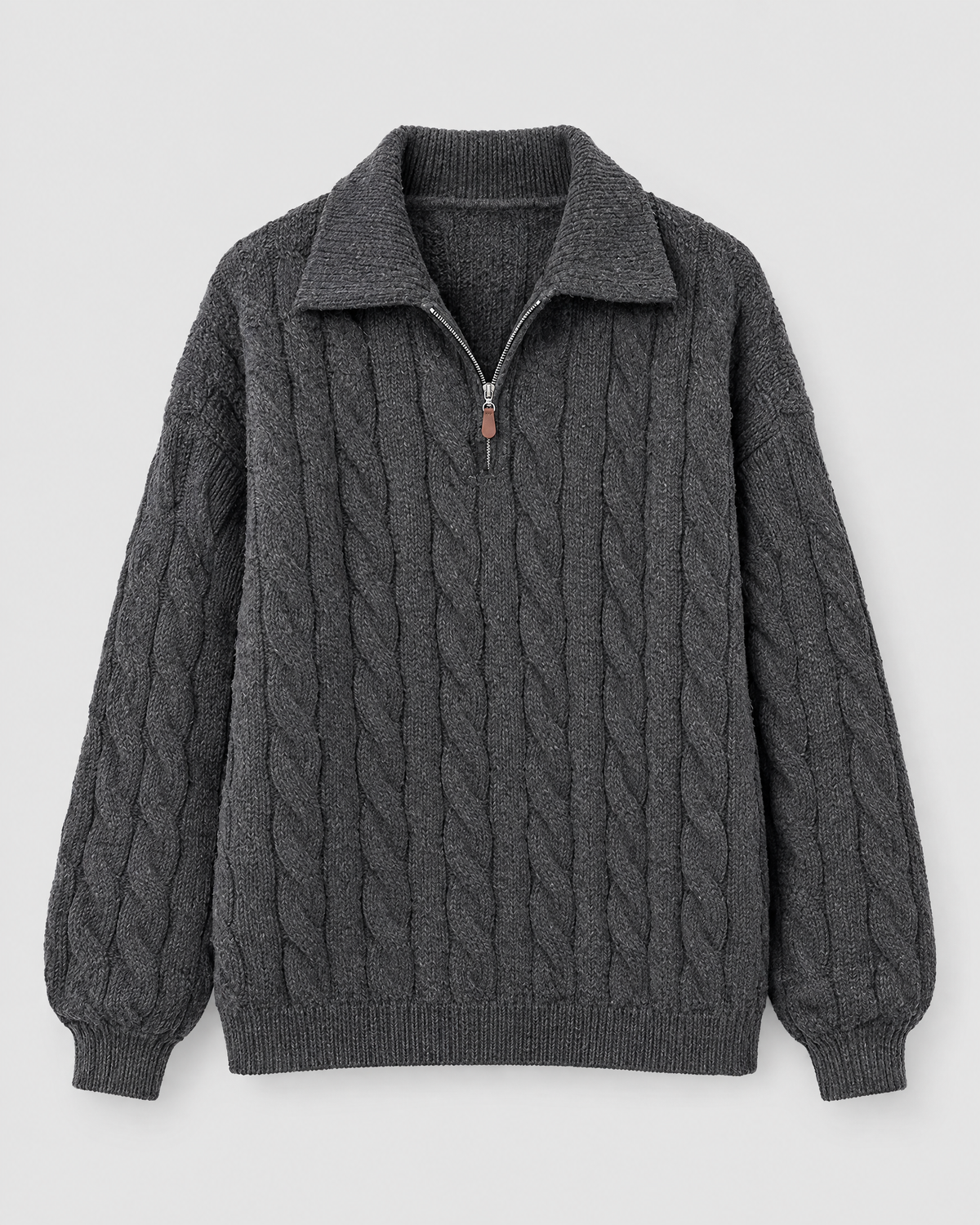 Women's Cable-Knit Quarter-Zip Sweater — Dark gray — product front [WB gallery 168/6]