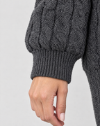 Women's Cable-Knit Quarter-Zip Sweater — Dark gray — cuff detail [WB gallery 168/5]