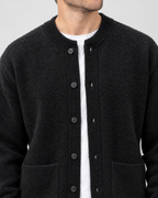 Men's Wool-Blend Button-Front Cardigan — Black — collar detail [WB gallery 169/4]