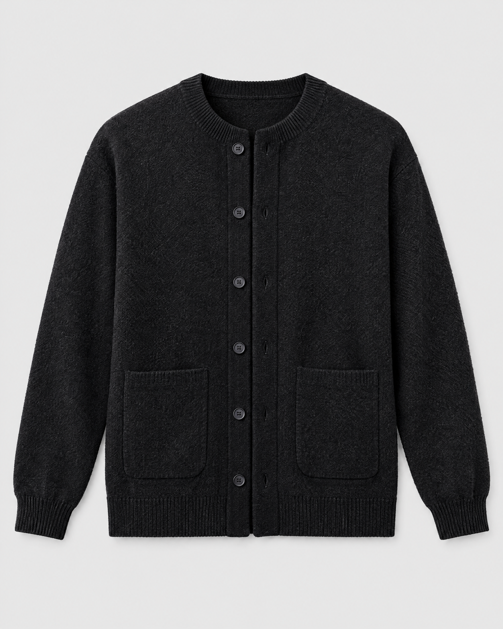 Men's Wool-Blend Button-Front Cardigan — Black — product front [WB gallery 169/6]