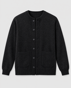 Men's Wool-Blend Button-Front Cardigan — Black — product front [WB gallery 169/6]