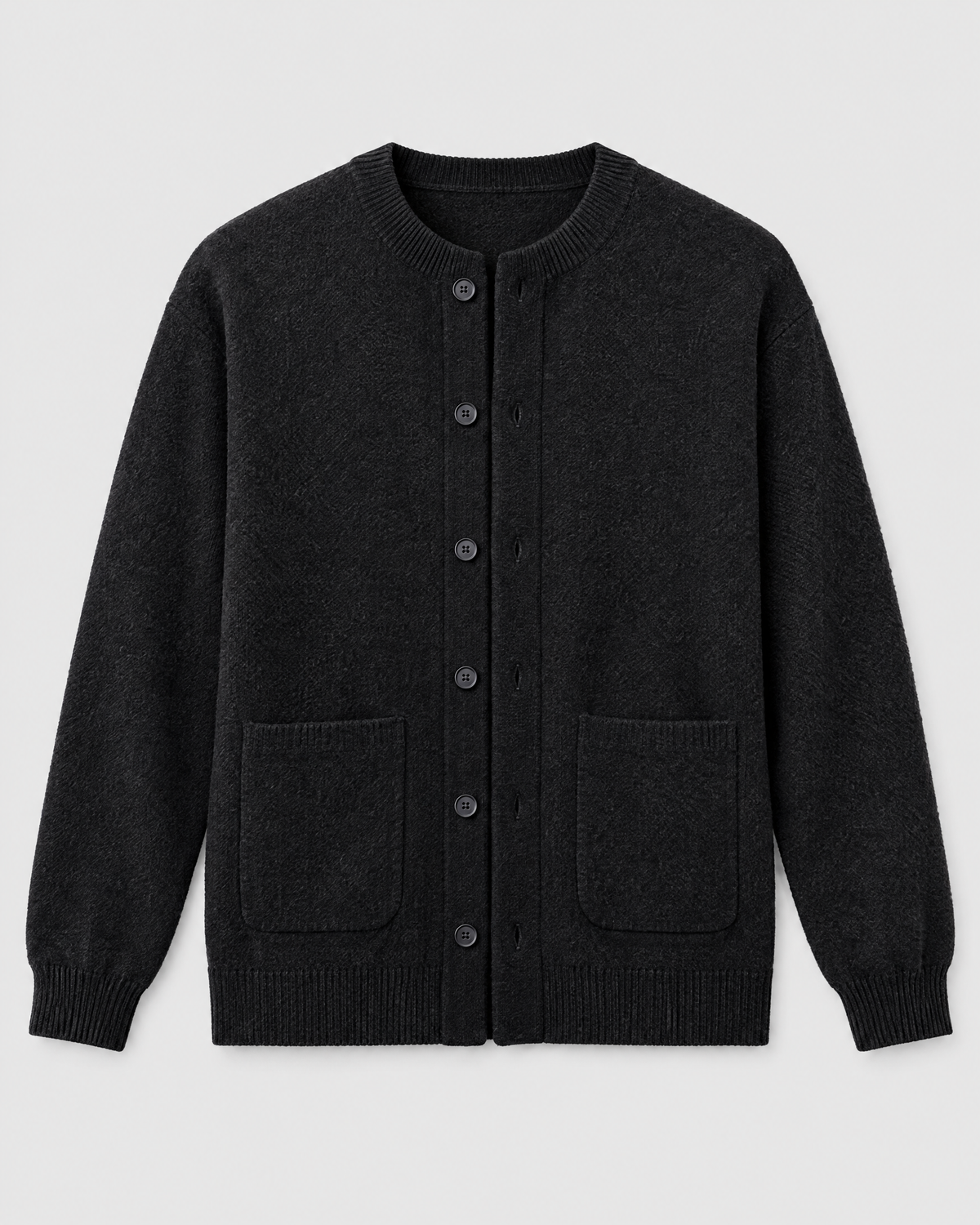 Men's Wool-Blend Button-Front Cardigan — Black — product front [WB gallery 169/6]