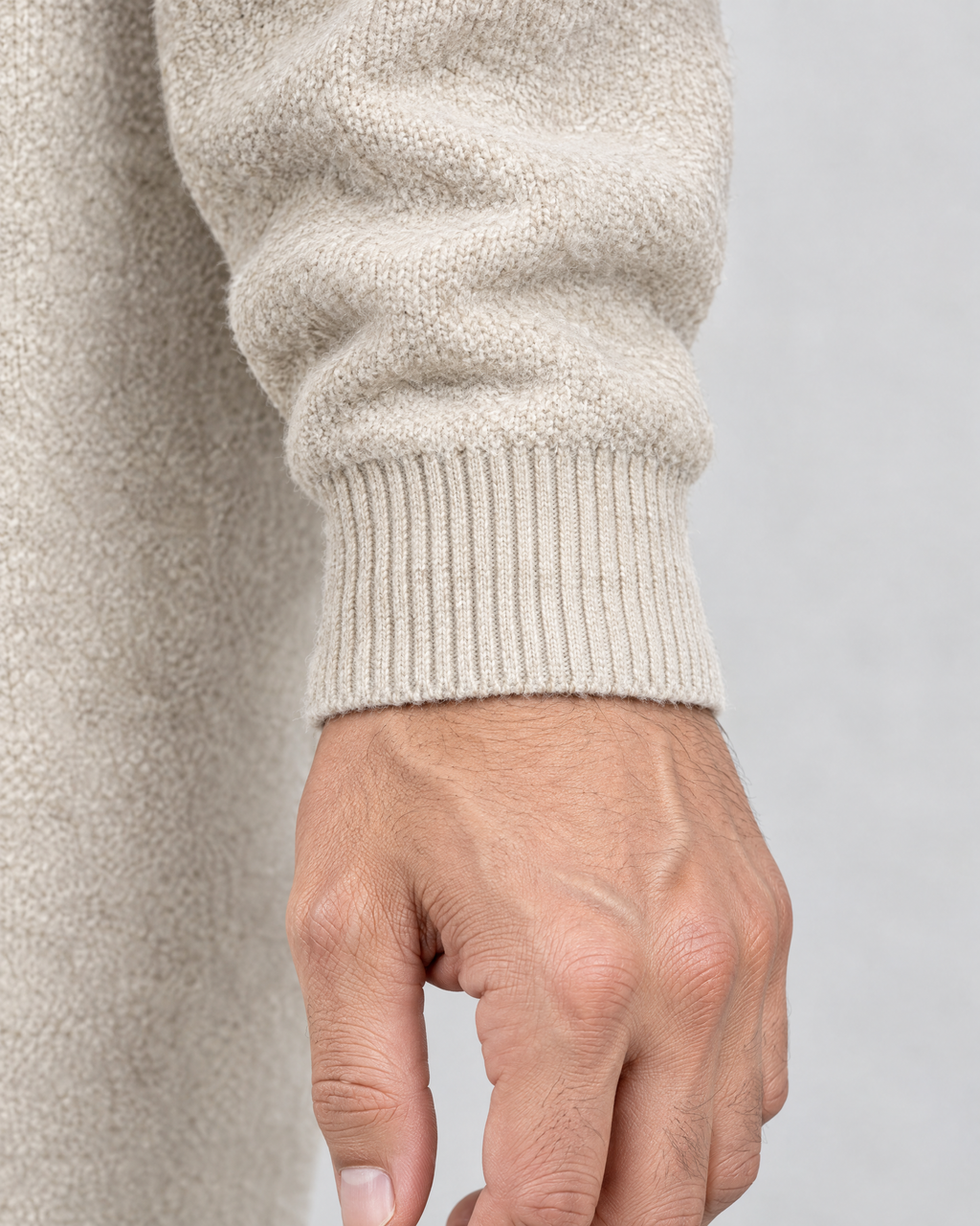 Men's Wool-Blend Button-Front Cardigan — Apricot — cuff detail [WB gallery 170/5]