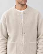 Men's Wool-Blend Button-Front Cardigan — Apricot — collar detail [WB gallery 170/4]
