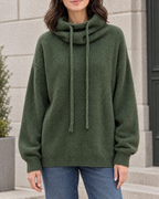 Women's Relaxed High-Neck Sweater — Pine green thick version — hero [WB gallery 172/1]