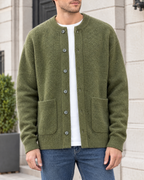 Men's Wool-Blend Button-Front Cardigan — Green — hero [WB gallery 171/1]