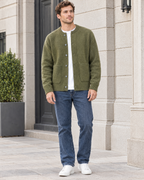 Men's Wool-Blend Button-Front Cardigan — Green — full front [WB gallery 171/2]