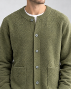 Men's Wool-Blend Button-Front Cardigan — Green — collar detail [WB gallery 171/4]