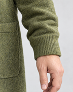 Men's Wool-Blend Button-Front Cardigan — Green — cuff detail [WB gallery 171/5]