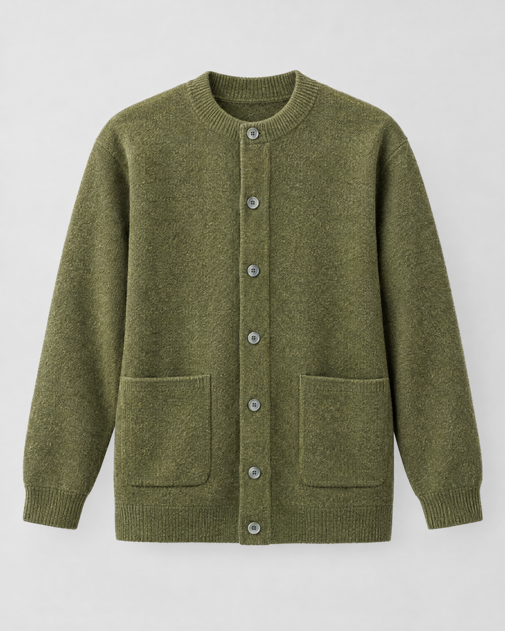 Men's Wool-Blend Button-Front Cardigan — Green — product front [WB gallery 171/6]