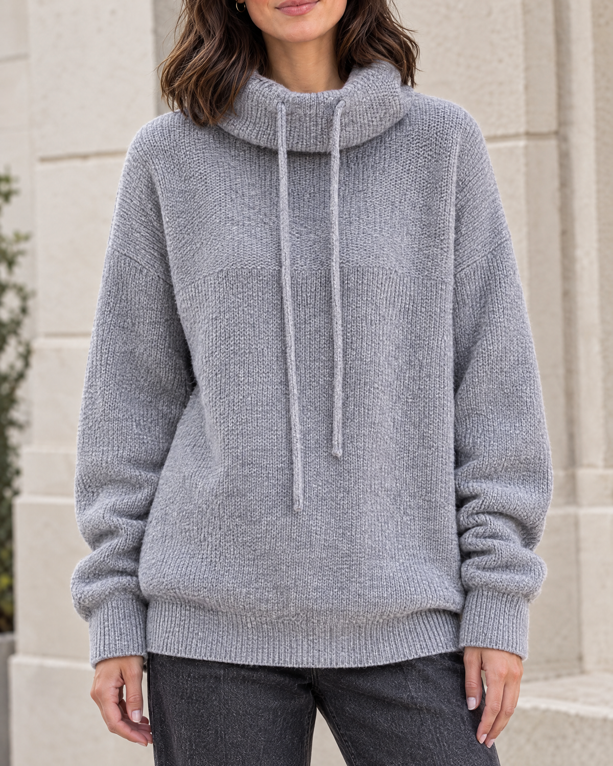 Women's Relaxed High-Neck Sweater — Elegant gray thickened version — hero [WB gallery 174/1]