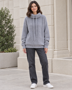 Women's Relaxed High-Neck Sweater — Elegant gray thickened version — full front [WB gallery 174/2]