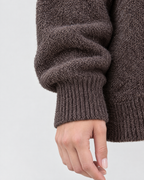 Women's Relaxed High-Neck Sweater — Mocha color thick version — cuff detail [WB gallery 173/5]
