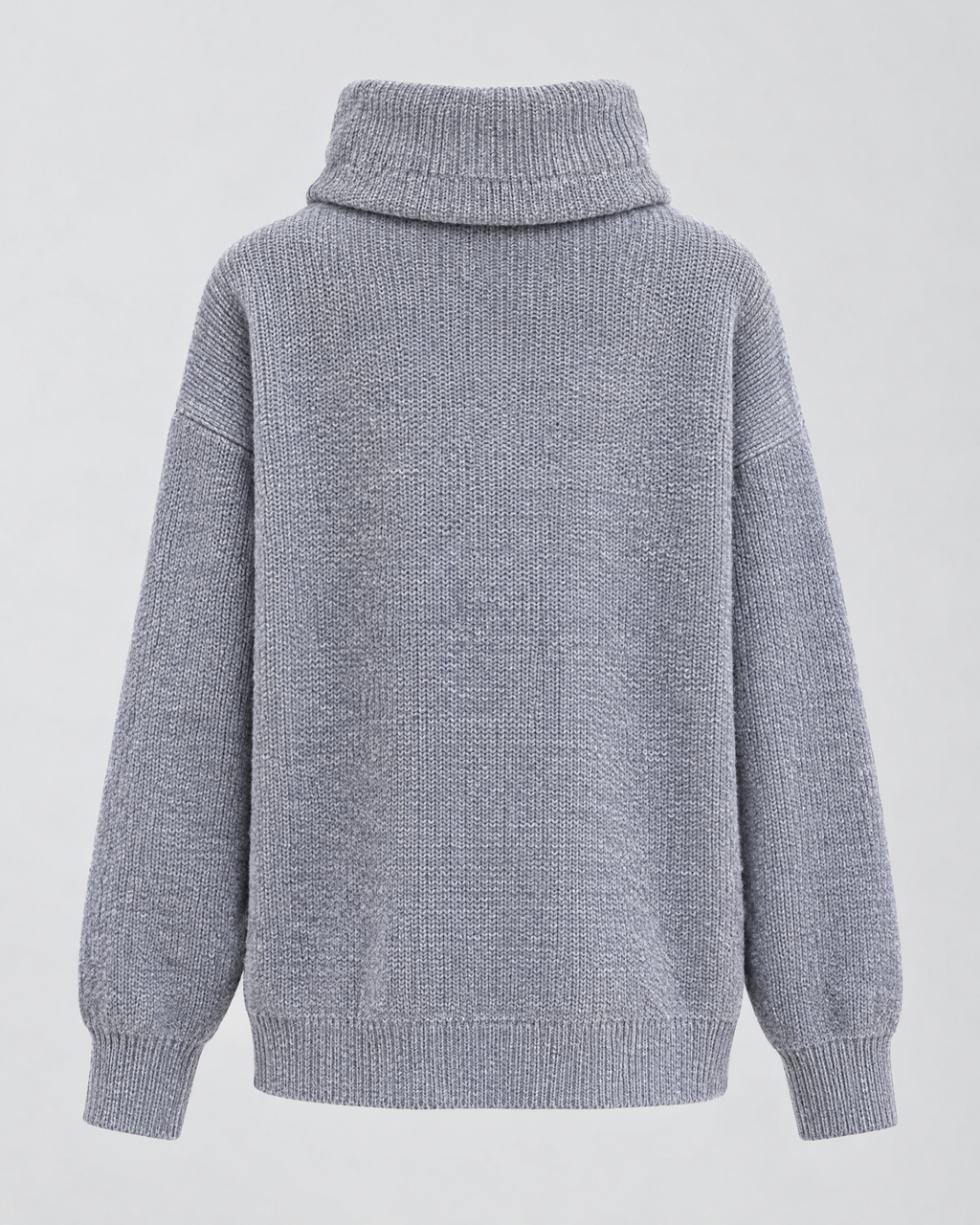 Women's Relaxed High-Neck Sweater — Elegant gray thickened version — product back [WB gallery 174/7]