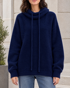 Women's Relaxed High-Neck Sweater — Navy blue thick version — hero [WB gallery 175/1]