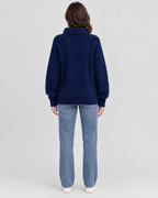 Women's Relaxed High-Neck Sweater — Navy blue thick version — full back [WB gallery 175/3]