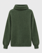 Women's Relaxed High-Neck Sweater — Pine green thick version — product back [WB gallery 172/7]