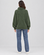Women's Relaxed High-Neck Sweater — Pine green thick version — full back [WB gallery 172/3]