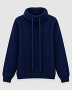 Women's Relaxed High-Neck Sweater — Navy blue thick version — product front [WB gallery 175/6]