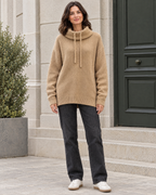 Women's Relaxed High-Neck Sweater — Camel thick version — full front [WB gallery 176/2]