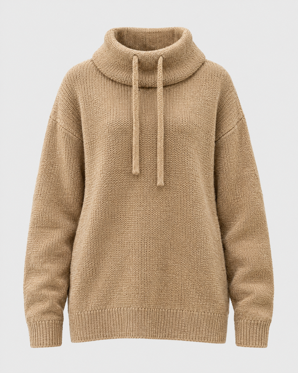 Women's Relaxed High-Neck Sweater — Camel thick version — product front [WB gallery 176/6]