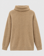 Women's Relaxed High-Neck Sweater — Camel thick version — product back [WB gallery 176/7]