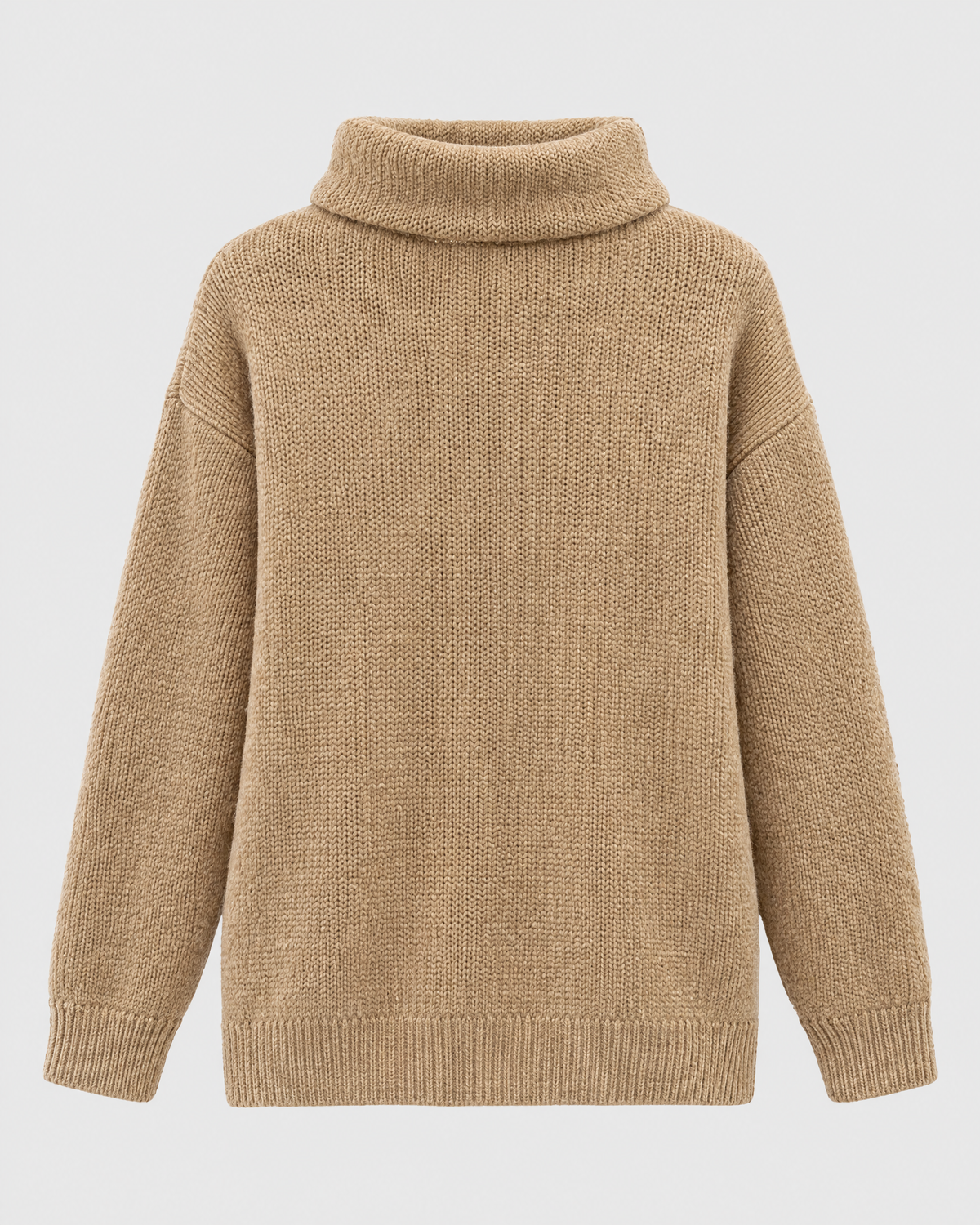 Women's Relaxed High-Neck Sweater — Camel thick version — product back [WB gallery 176/7]
