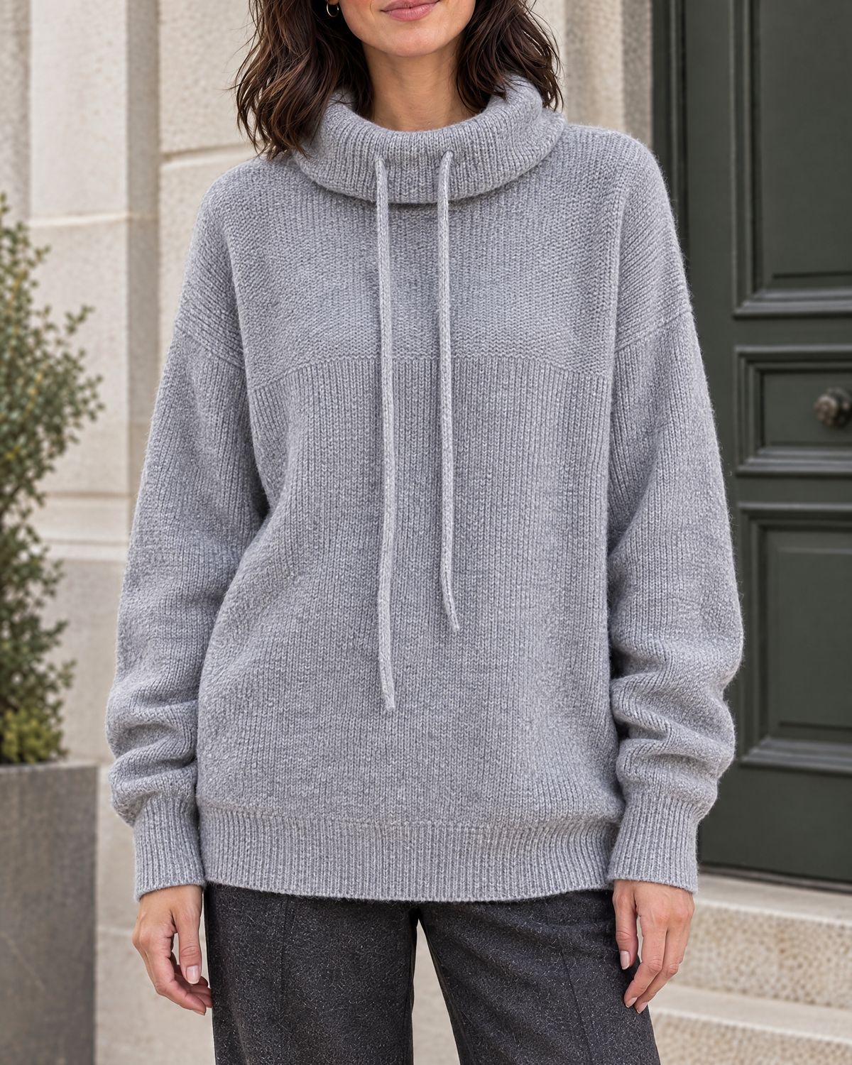 Women's Relaxed High-Neck Sweater — Elegant gray regular — hero [WB gallery 179/1]