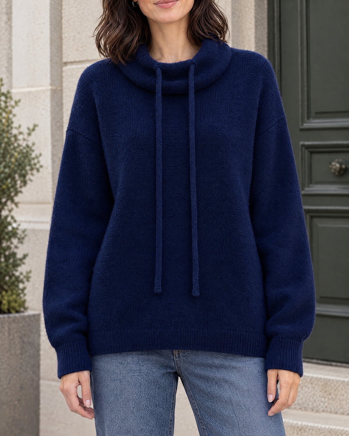 Women's Relaxed High-Neck Sweater — Navy blue regular — hero [WB gallery 180/1]