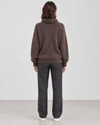 Women's Relaxed High-Neck Sweater — Mocha color regular — full back [WB gallery 178/3]
