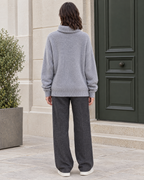 Women's Relaxed High-Neck Sweater — Elegant gray regular — full back [WB gallery 179/3]