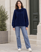 Women's Relaxed High-Neck Sweater — Navy blue regular — full front [WB gallery 180/2]