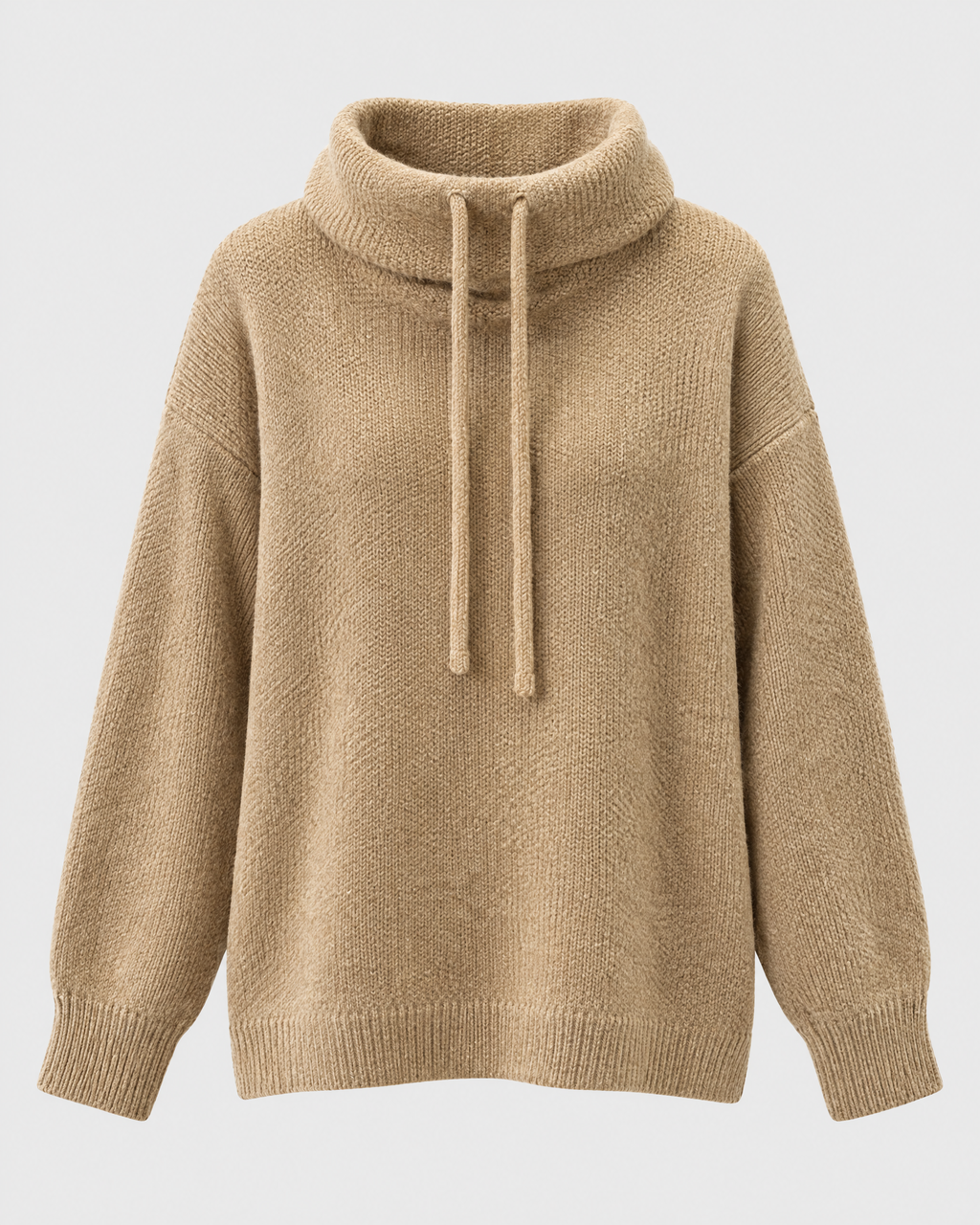 Women's Relaxed High-Neck Sweater — Flower camel color regular — product front [WB gallery 181/6]