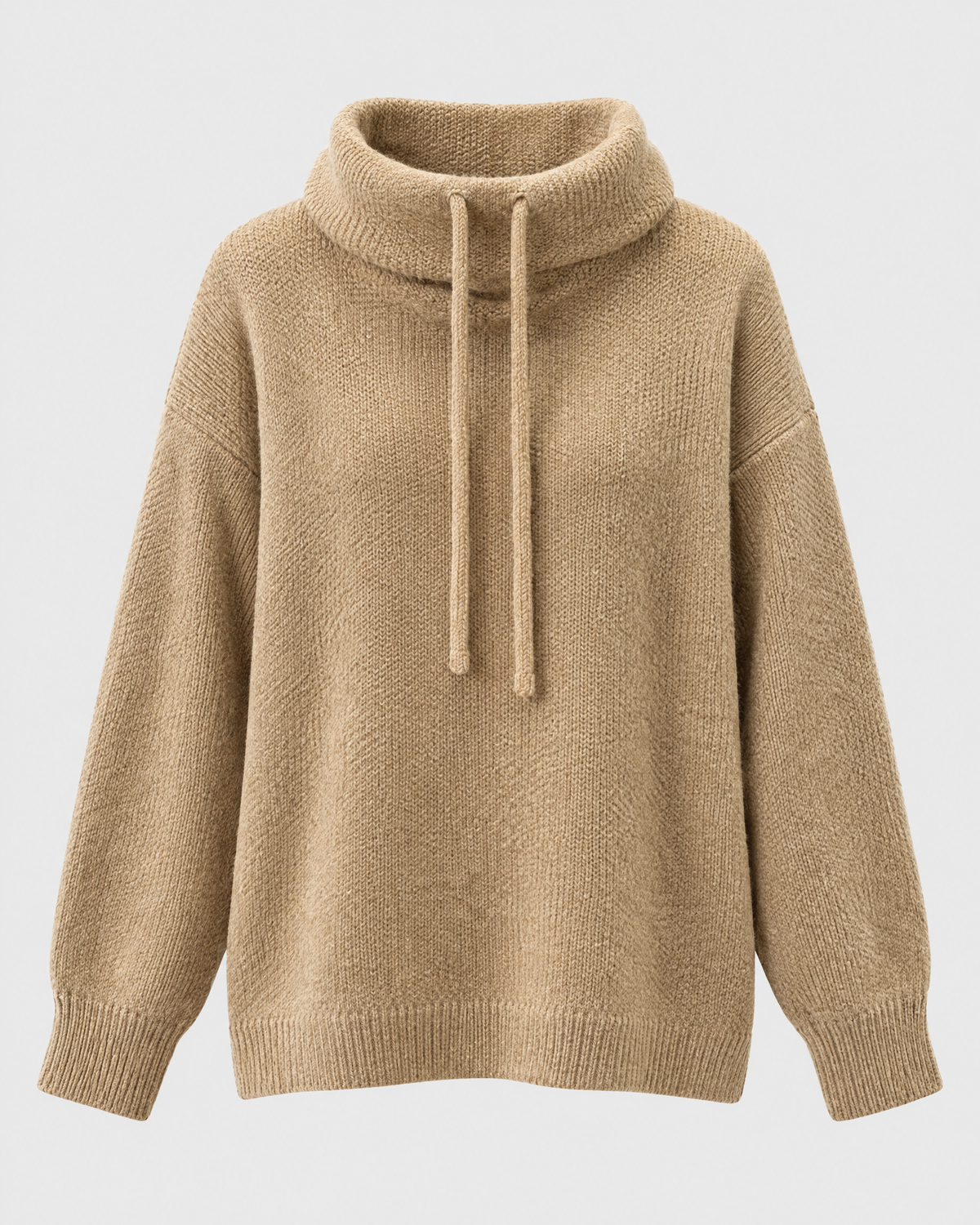 Women's Relaxed High-Neck Sweater — Flower camel color regular — product front [WB gallery 181/6]